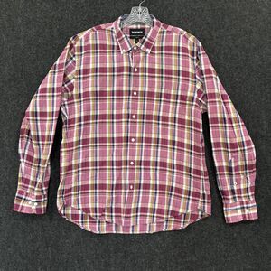 Bonobos Shirt Mens Large Pink Plaid Slim Fit Button Down Cotton Hemp Preppy